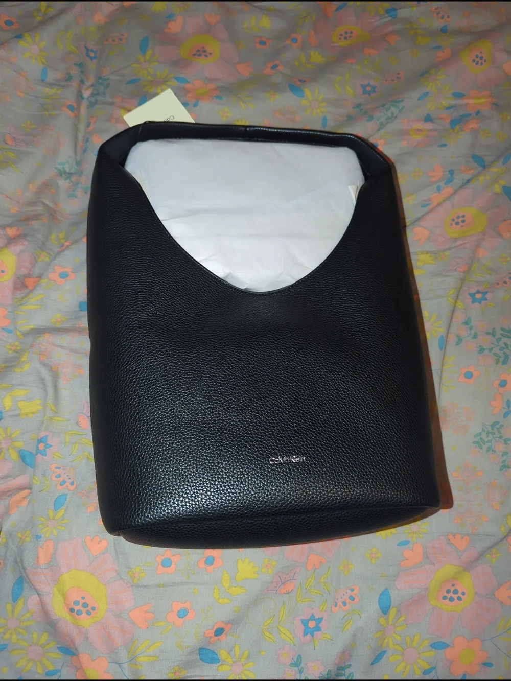 Calvin Klein Black Pebbled Slouchy Bag